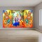 Radha Krishna with Peacock Backdrop Indian Traditional Cloth 5x8 Feet Backdrop Indian Janmashtami Decor Pooja Wall Decor Indian Wall Art Photo Decor Banner Decorative Pooja Cloth